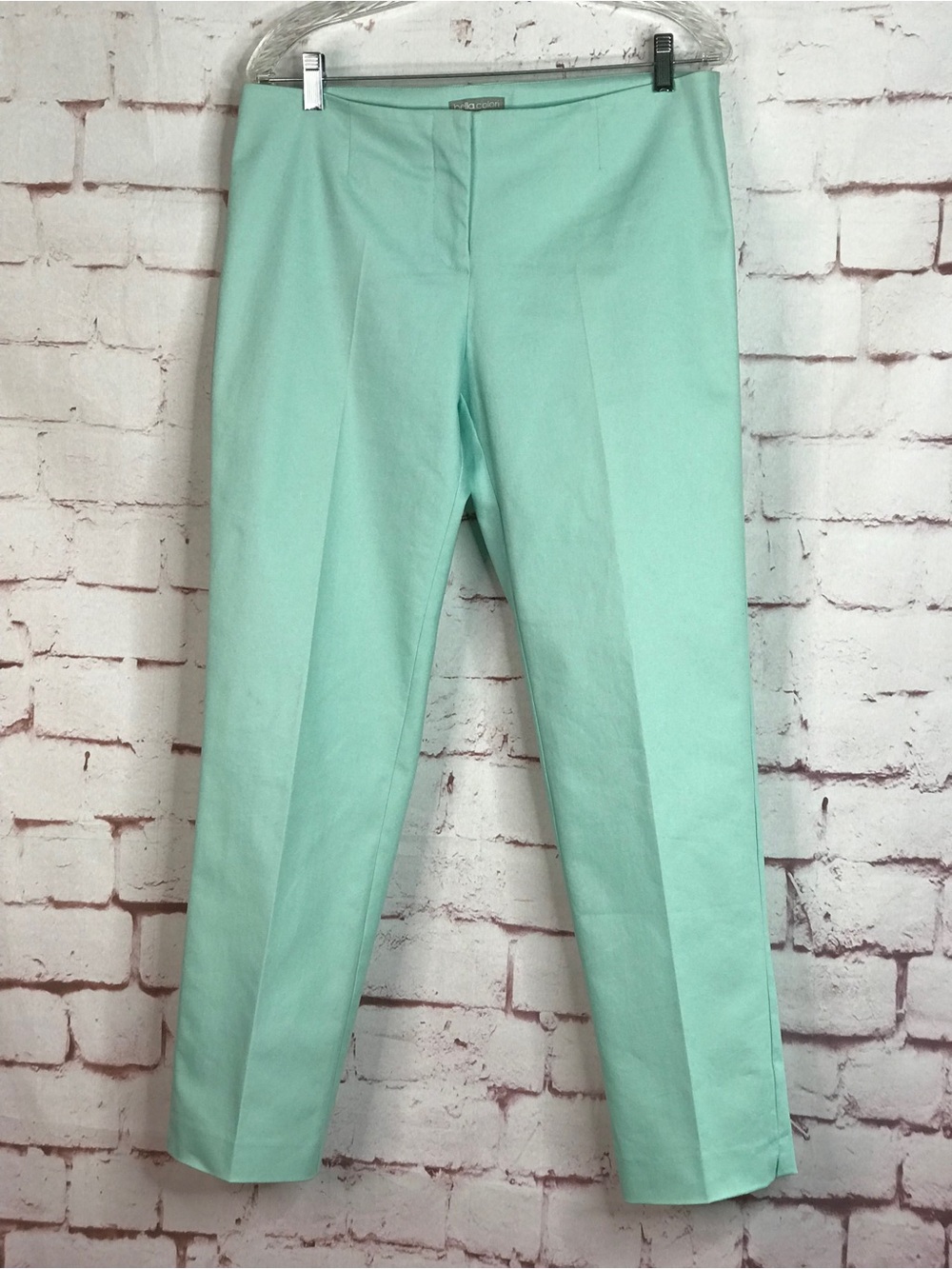 BELLA COLORI Aquamarine Teal Pastel High Waist Tailored Slacks Pants Size 8 - Picture 15 of 16